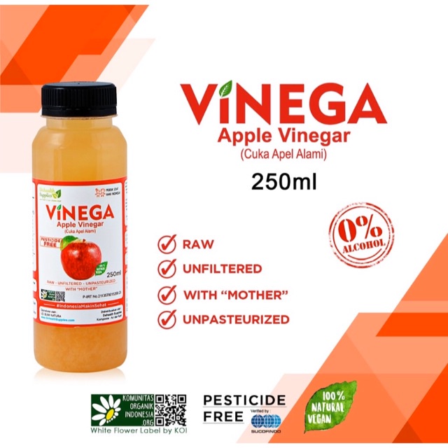

Apple Vinegar - Cuka Apel Alami Vinega netto 250 mL