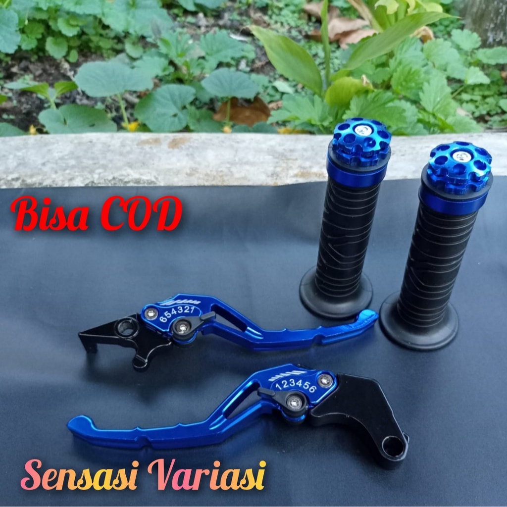 PAKET Handle Rem Kopling Variasi + HandGrip Ring BLUE Tiger , sonic , CB150 , CBR ,CBR 150R, Satria 