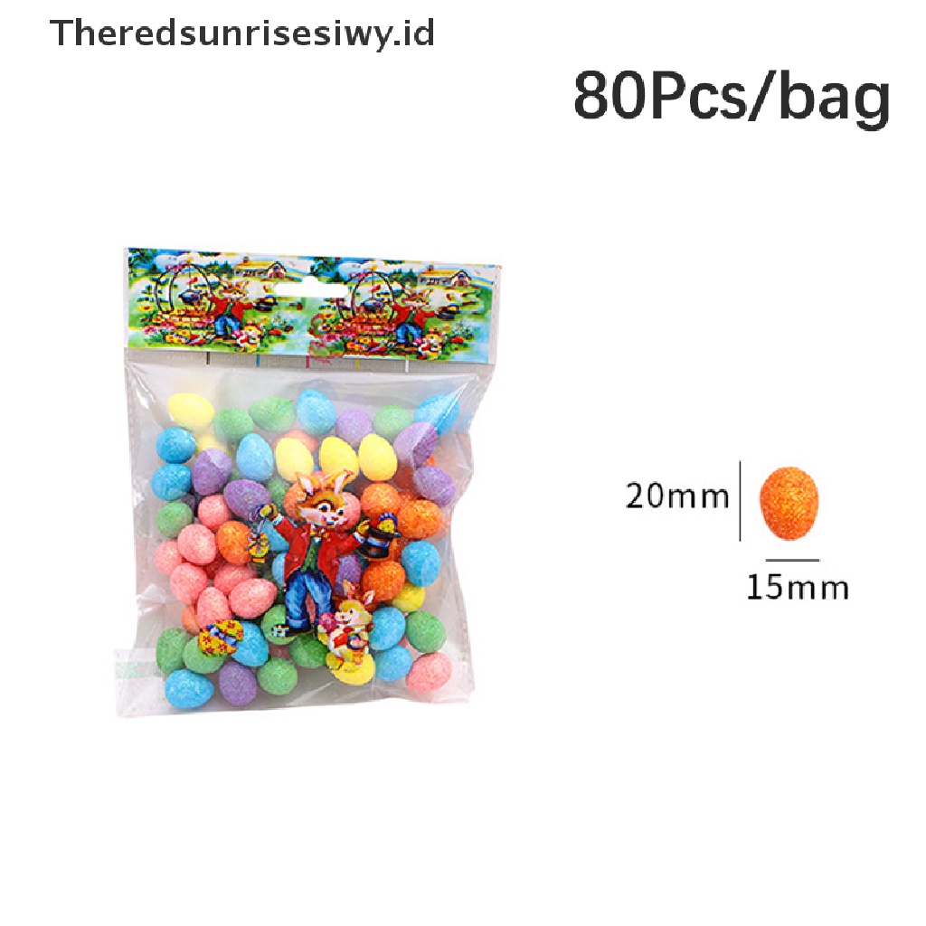 # Baju Lebaran # 80pcs/bag Glitter Telur Paskah Busa Warna-Warni Burung Merpati Telur DIY Craft Hadiah~