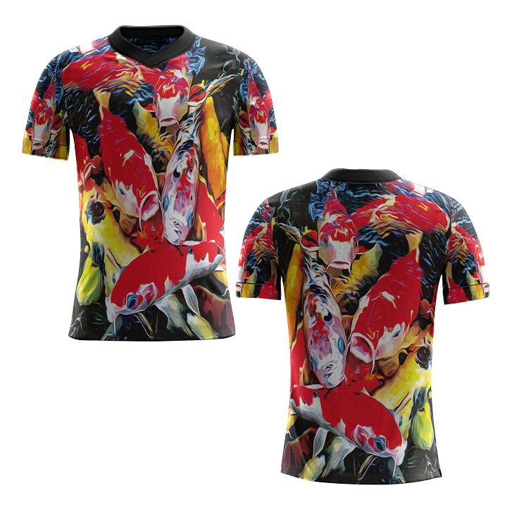 Kaos T-shirt Baju Ikan Koi 3D Fullprinting Sublimation Terbaru