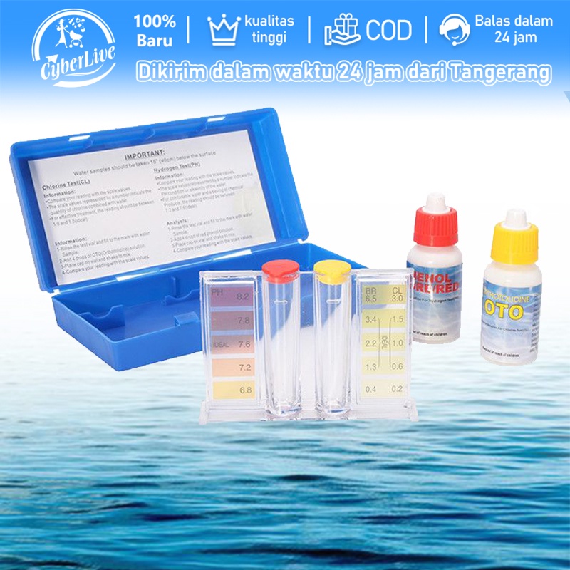 Test Kit Kolam Renang Kit Uji Air Klorin Dan Ph Swimming Pool Spa Water Chemical Test Kit