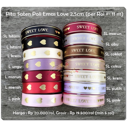 

GPITA-823 : Pita Ultah / Pita HBD / Pita Thank You / Pita Buket Bunga / Pita Kado / Pita hampers / Pita Love Import Poly Emas Perak 2,5cm (per Rol +- 10m)