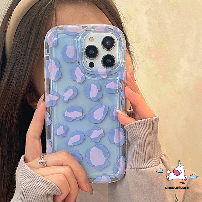 Soft Case Realme C53 5 6i C55 C30 C30s C15 C35 C12 C33 C21Y C25 C25Y C25s C11 9i 7i 5i 5s C20 C20A C17 C3 C1 C2 Ins Fashion Motif Leopard Ungu Shockproof Airbag Bening Cover