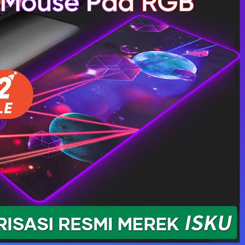 ✳ ISKU Mouse Pad Gaming LED RGB XL/Desk Mat Anti Slip high precision ukuran besar/Alas keyboard ➮