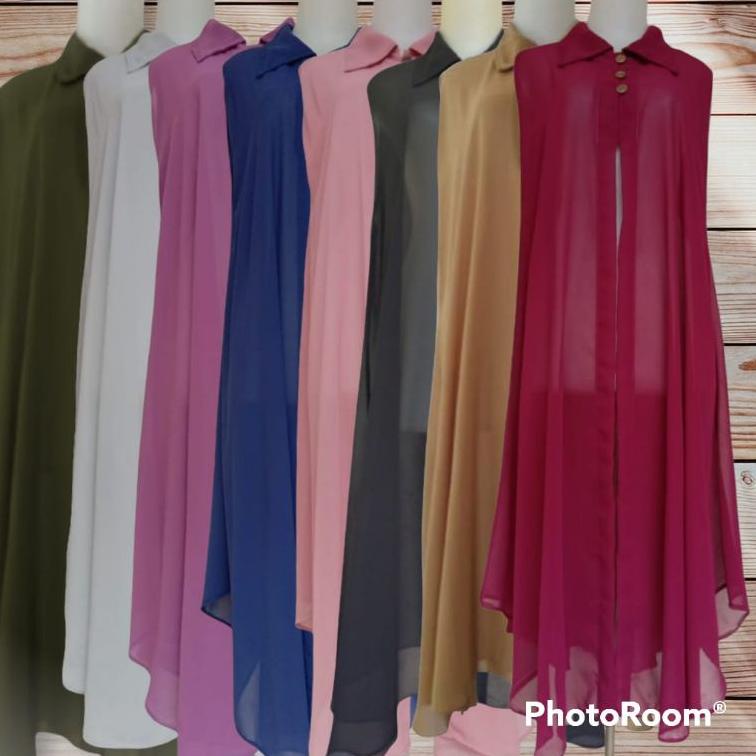 SALE Long Outer Ceruty Babydoll Premium Kancing kardigan cardigan panjang muslim terbaru tanpa lenga