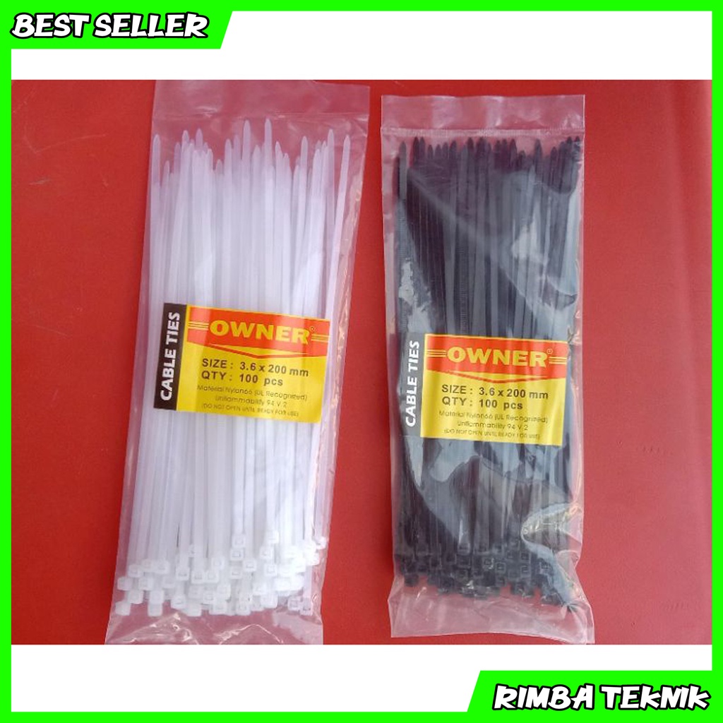 Promo Cable Ties 100 PCS Kabel Ties Putih / Hitam 3.6 x 150 mm OWNER Sungut Putih Hitam 2.5 x 100m / 3.6 x 200mm / 3.6 x 250mm /4.8 x 200mm