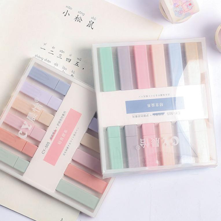 

P96 Vintage Highlighter 6pcs Set / Stabilo Warna Retro Soft Tip Bujo Journaling READY ⇖