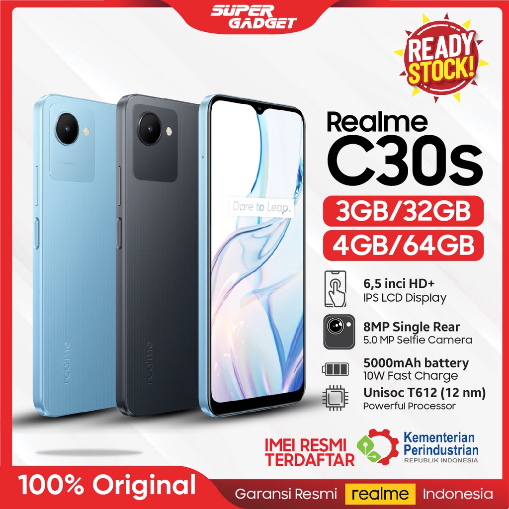 Realme C30s 3/32 4/64 GB RAM 3 4 ROM 32 64 3GB 4GB 32GB 64GB HP Smartphone Android