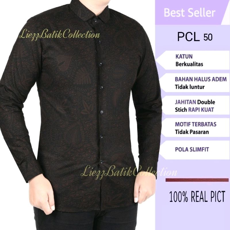 batik cowok slimfit asli colin dion