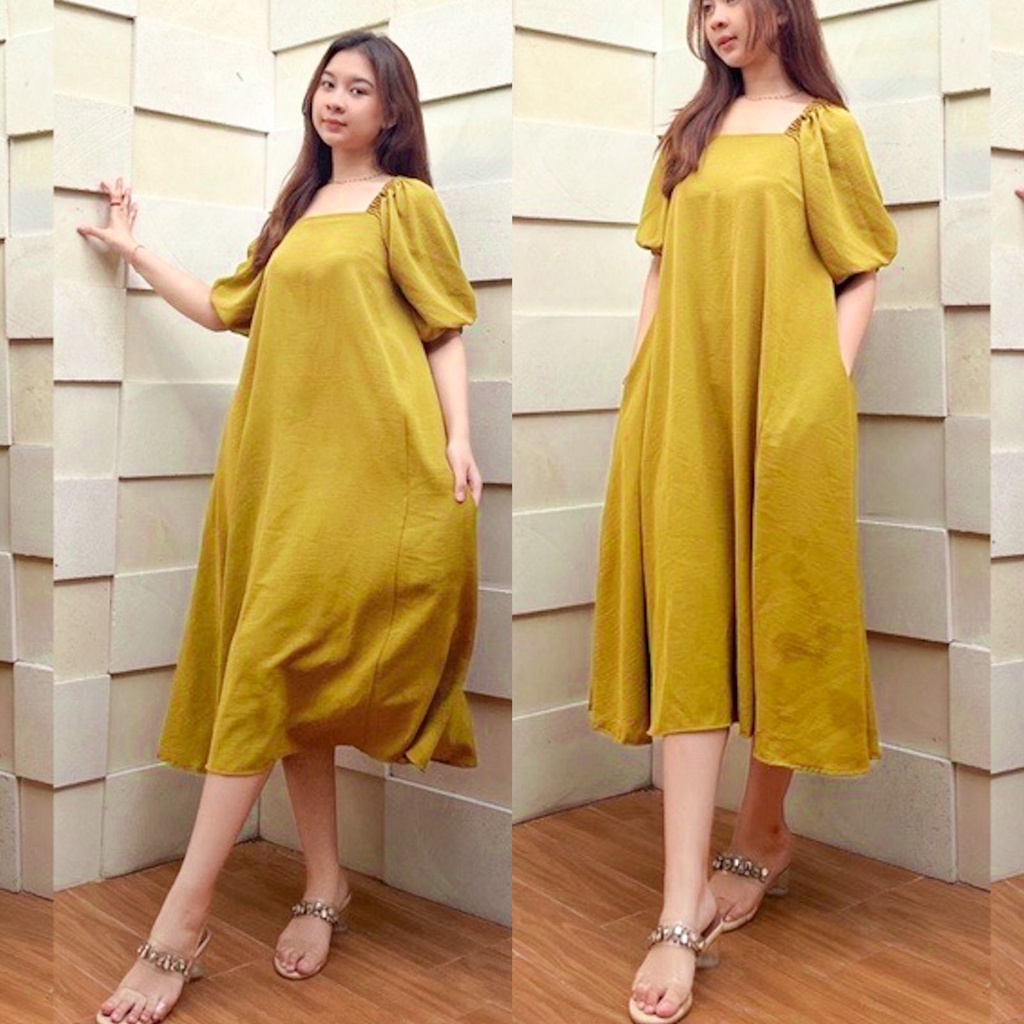 Mozalia Daily Dress Lengan Pendek Crinkle Airflow Deodora Long Dress Korean Style Terbaru