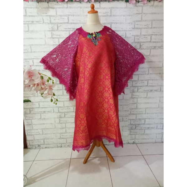 dress songket pesta big size/dress pesta kimono big size