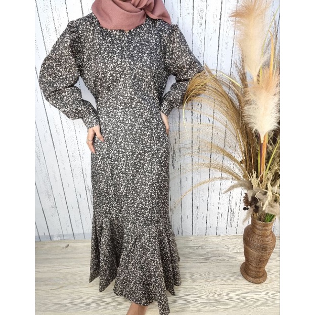 AIMEL FISHTAIL MAXI DRESS | MAXI MOTIF BUNGA