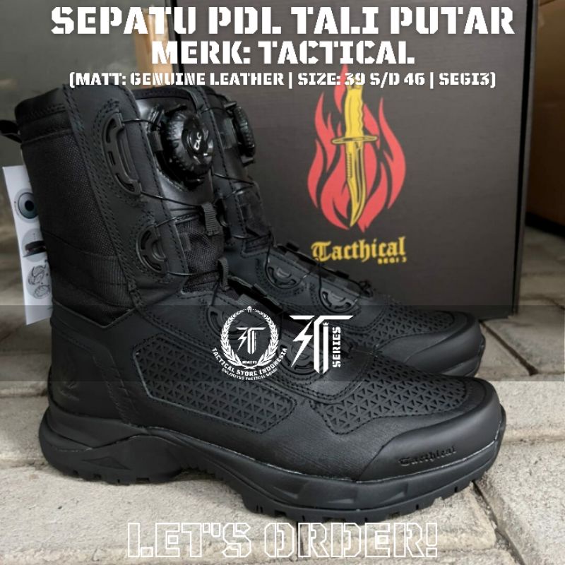 Sepatu PDL Tali Putar Merk Tactical / Tacthical - Libra / Jaring / Segi 3
