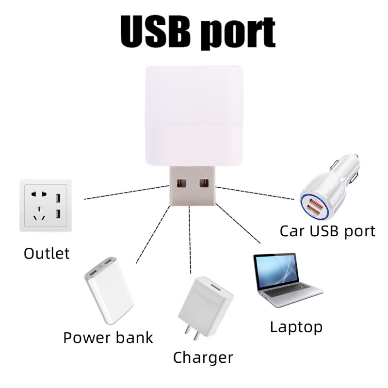 1pc USB Plug Lamp Mini LED Night Light/Power Bank Charging Book Lights Lampu Pelindung Mata Baca Kecil Peralatan Berkemah