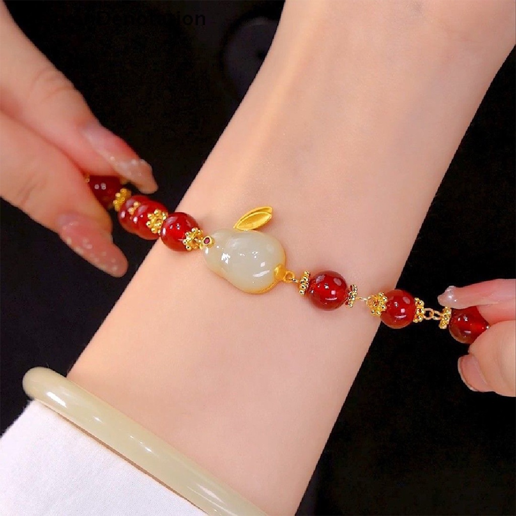 [HeavenDenotation] Sederhana Mode Kelinci Hetian Giok Gelang Fashion Temperamen Hewan Pesona Gelang Untuk Gadis Lucu Wanita Gelang Perlengkapan Perhiasan HDV