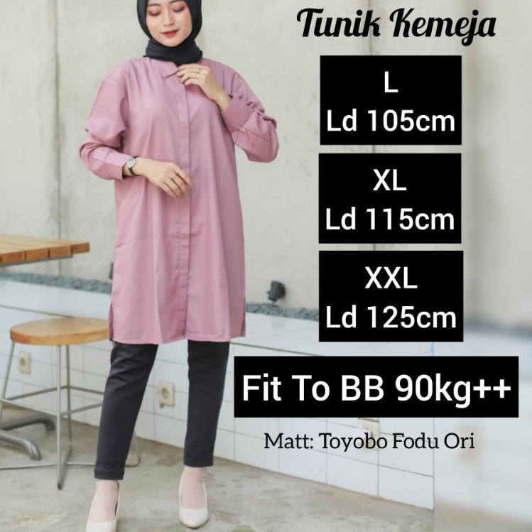 ➾ KEMEJA TUNIK JUMBO / TUNIK TOYOBO PREMIUM LD  125 / KEMEJA PUTIH / DRESS TUNIK PUTIH ☼
