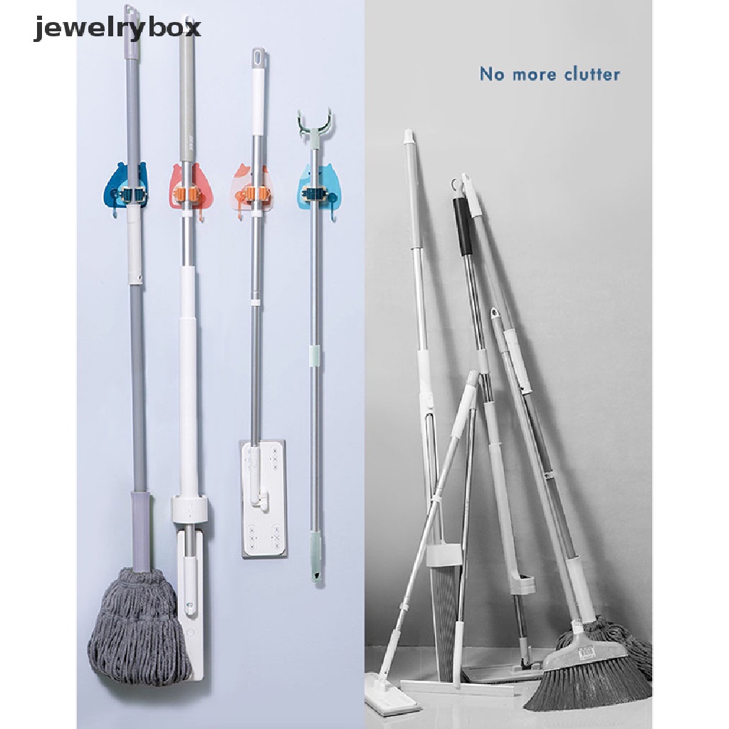 [jewelrybox] Mop Wall Hook Plastik Dapur Kamar Mandi Organizer Rak Penyimpanan Pel Tanpa Bor Butik