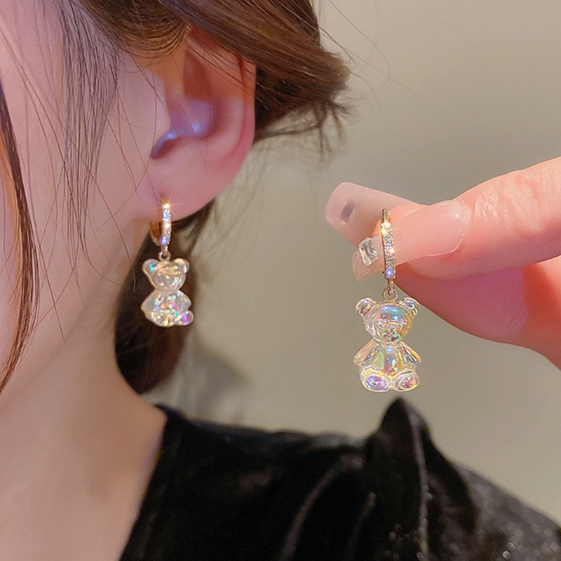 Lucu Akrilik Permen Gummy Bear Menjuntai Anting-Anting Untuk Wanita Beruang Pelangi Anting Hoop Korea Fashion Perhiasan Gadis Manis