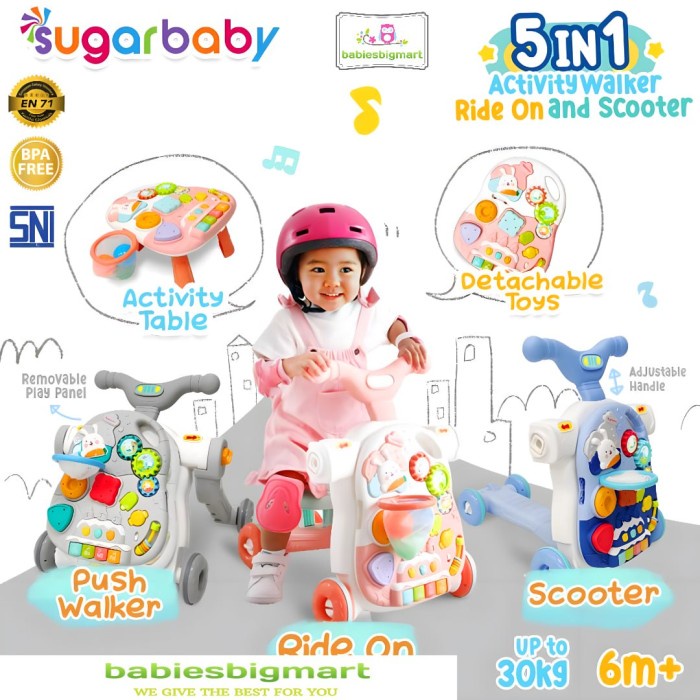 Sugarbaby 5in1 Activity Walker Ride On and Scooter Push walker Meja