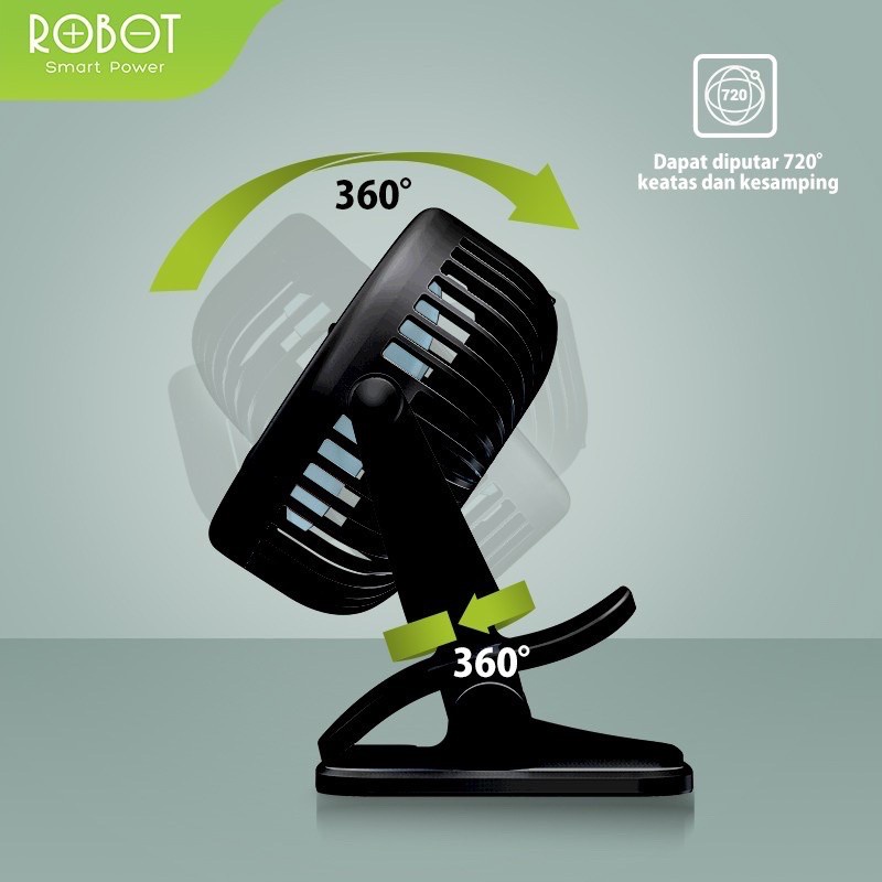 ROBOT Kipas Angin Mini RT-BF10 - Robot KKipas Angin Portable Fan Battery 2000mAh Mini Fan ORI