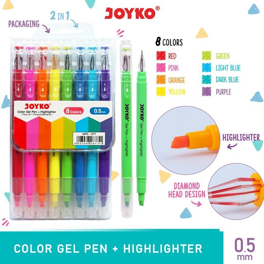 

B88 Joyko 2 in 1 Pulpen + Stabilo 8 Warna Highlighter GPC-277 GPC 277 HOT PRODUCT モ