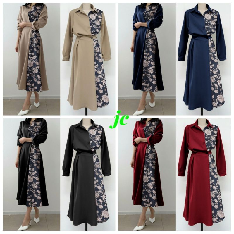 JCTK - Dres Naila / Dress Wanita Kombinasi / Dress Casual Terbaru