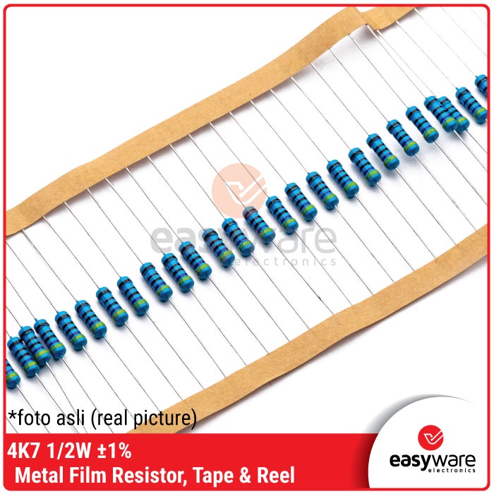 Resistor 4.7K Ohm 1/2W 1% Metal Film Resistor 4K7 0.5 Watt 0.5W