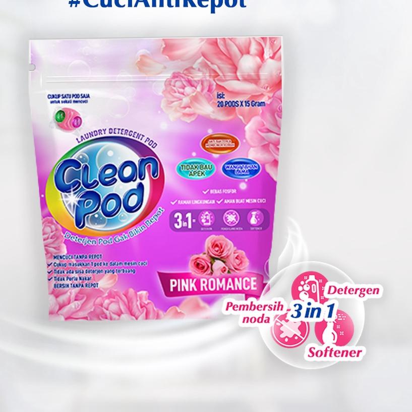 ✶ CleanPod Pink Romance Scent Laundry Pod Detergent 20  x 15 gr ♥