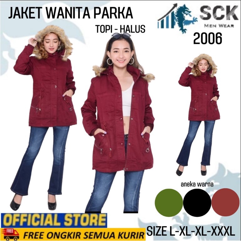 Jaket Parka Katun Dalam Bulu Wanita / Jaket Cewek Model Parka Aneka Warna Musim Dingin Dalam Bulu  - sckmenwear GROSIR