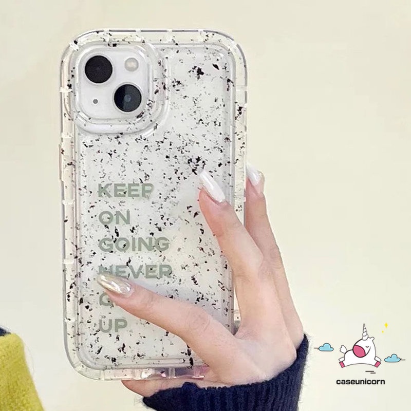 IPHONE Casing Kompatibel Untuk Iphone11 Pro MAX XR 6 6S 78 Plus 14 13 12 Pro MAX X XS MAX Transparan Bening Shockproof Airbag Art Speckle Tinta Pola Huruf Sederhana Soft Case