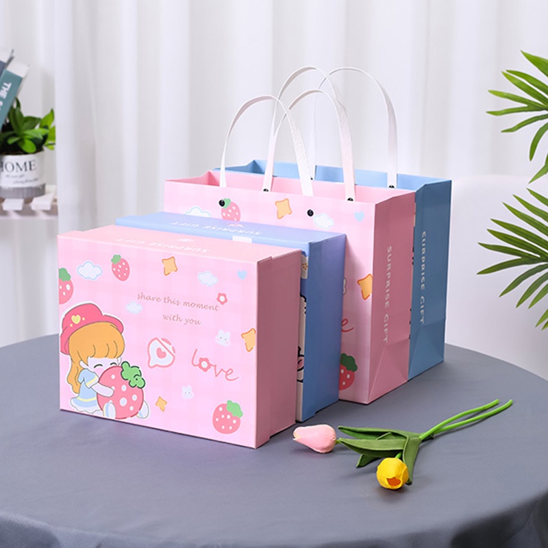 Paper Bag PREMIUM / Paper Bag Cute Biru / Pink (HANYA PAPER BAG SAJA )