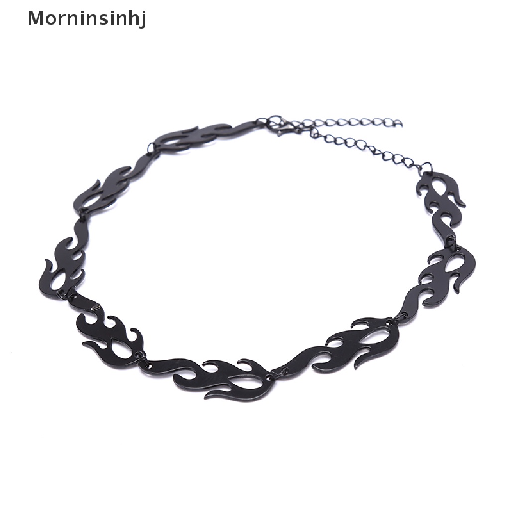 Mornin Punk Flame Kalung Klavikula Hip Hop Rantai Metal Choker Pria Wanita Trendi Perhiasan id