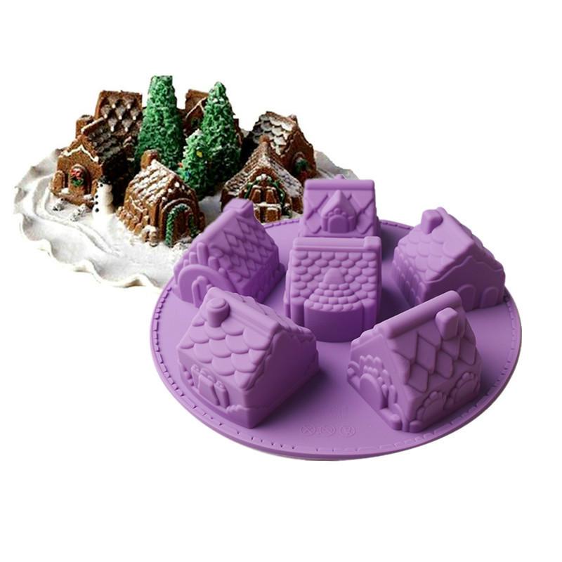 Creative Small House Shape Silicone Cake Mold 3D Fondant Chocolate Cupcake DIY Baking Mould