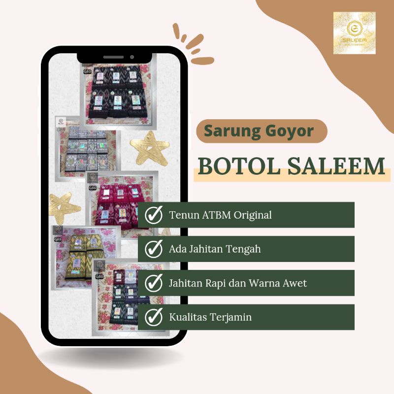 HOT PRODUCT KHUSUS PUTIH BOTOL SALEEM - SARUNG GOYOR TENUN ATBM JAHITAN TENGAH TENUN ORIGINAL GOYOR
