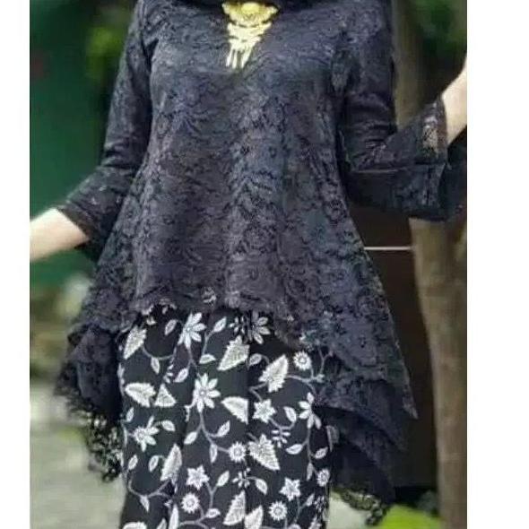BISA ✨COD✨ atasan kebaya rinjani/kebaya brukat terbaru/kebaya brukat modern varian warna/COD HITAM 