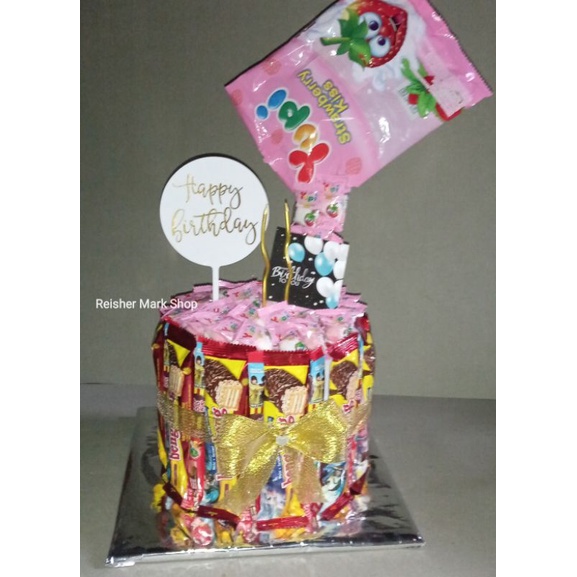 

Tart Snack Tower Snack Cake Permen Tumpah 1 tingkat - Kado Gift Birthday ulang tahun (bs Custom)