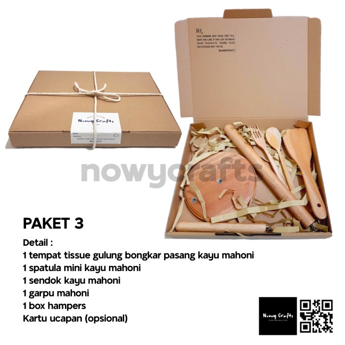 

WOODEN HAMPERS / PARCEL KAYU / GIFT LEBARAN ULTAH WEDDING / NOWYCRAFTS - paket 3, tanpa kartu