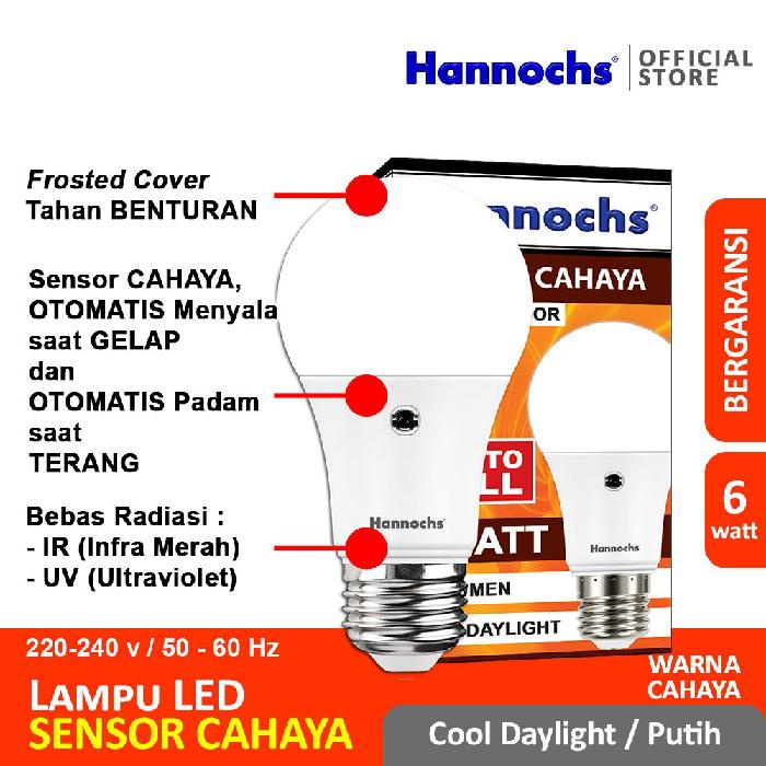 Lampu Hannochs LED Sensor Cahaya 6W - 9W - 11W Cahaya Putih