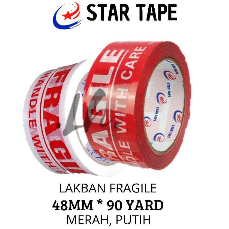

X97 LAKBAN FRAGILE STAR TAPE 90 YARD X 48MM bogor murah opp kualitasterbaik SERBA MURAH ↖