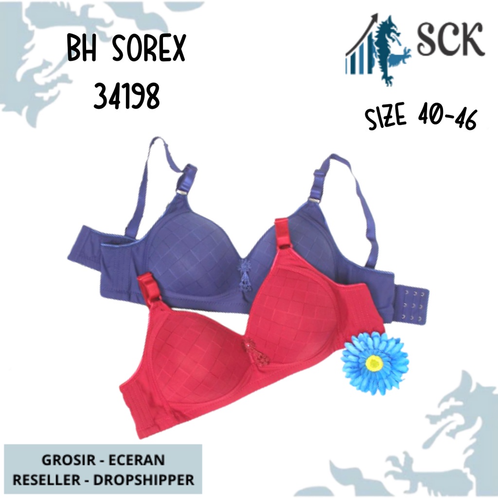 BH SOREX 34198 Tanpa Kawat Busa Tipis Soft / CUP C-D  40-46 Pakaian Dalam - sckmenwear GROSIR