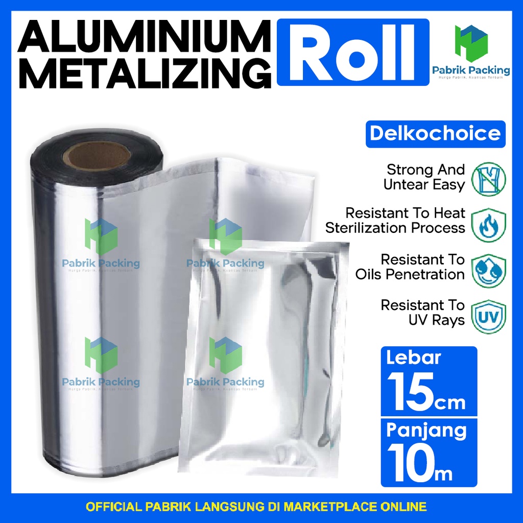 Plastik kemasan alumunium foil roll metalizing kemasan sachet 15 cm