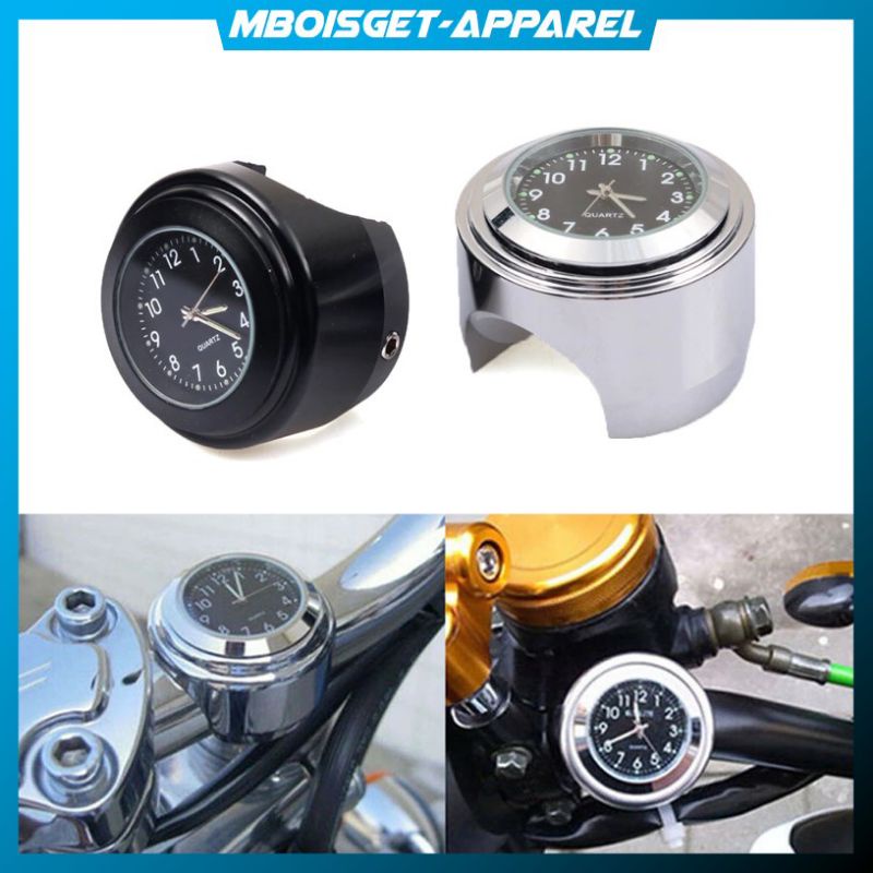 jam motor dudukan stang jam sepeda analog waterproof anti air carbon,crome hitam universal motor vix