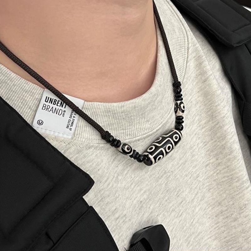 Aksesoris Kalung Manik Keramik Hitam Putih Harajuku Trend