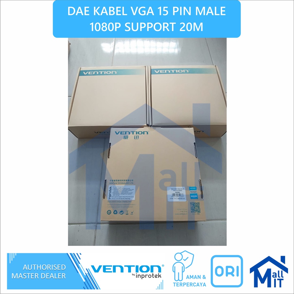 ( Bisa Cod ) Vention Kabel VGA 15 Pin 1080P FULL HD Monitor ASUS SAMSUNG LG DAE 20m