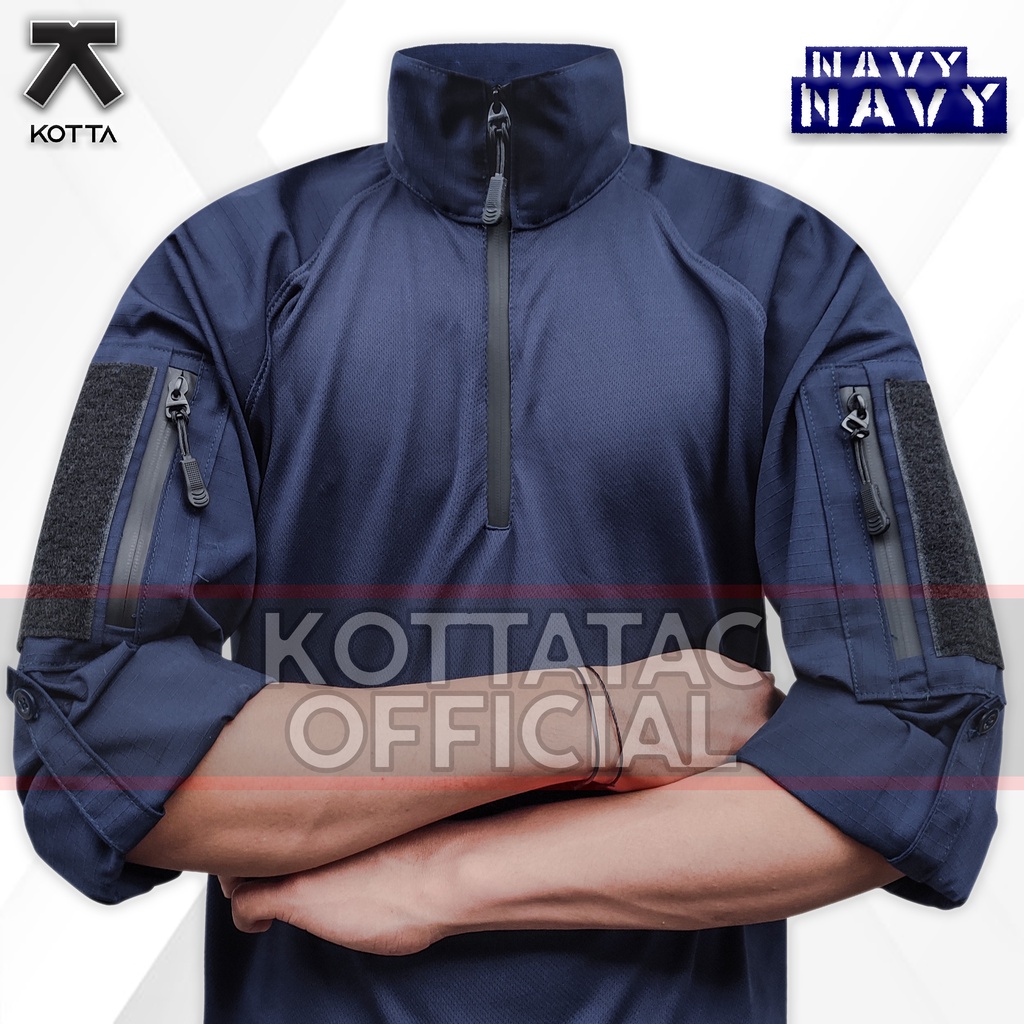 KAOS BDU COMBAT PRIA LENGAN PANJANG NAVY -  KAOS TACTICAL PRIA NAVY - BDU JERSEY UNISEX NAVY - BAJU BDU LENGAN PANJANG BIRU DONGKER