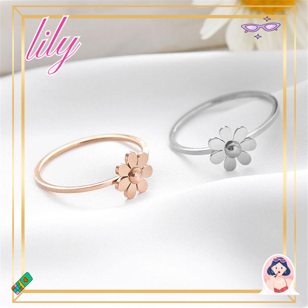 Lily Cincin Titanium Wanita Camelia Kawin Cincin Jari Telunjuk Rose Gold