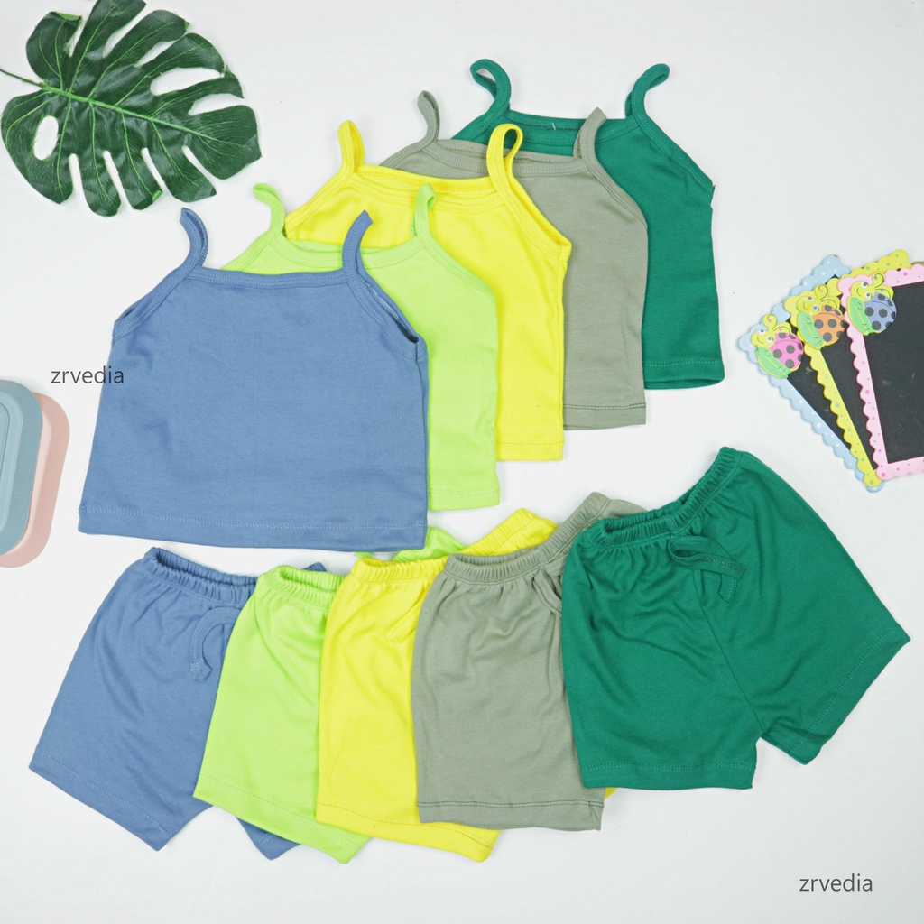 Set Azura uk Bayi 3-12 Bulan / Setelan Tanktop Celana Pendek Anak Perempuan Baju Anak Baby Polos Kiosbalitaaprillia