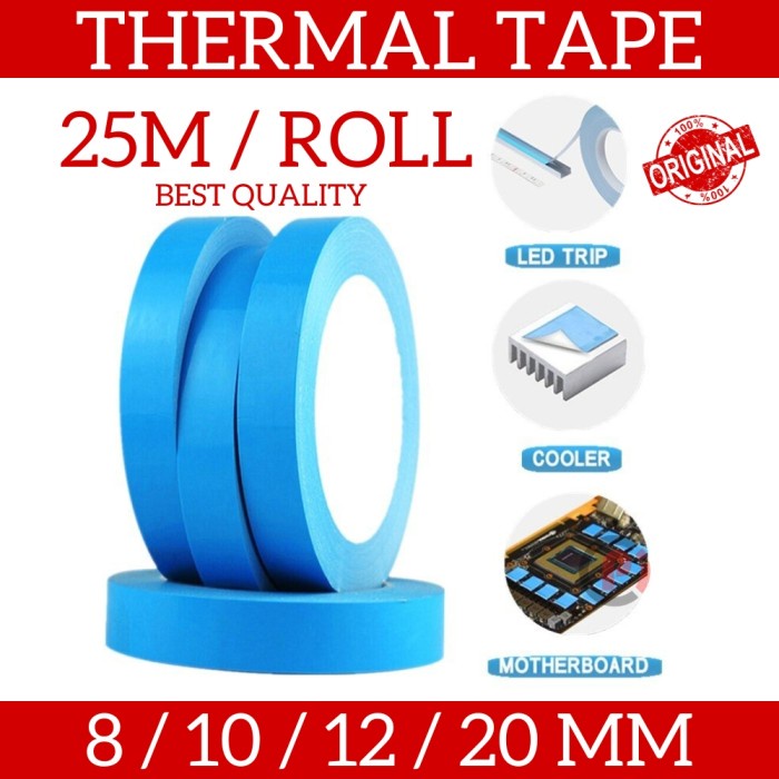 Thermal Tape Double Tape Penghantar Panas Untuk Heatsink 25 Meter Rol
