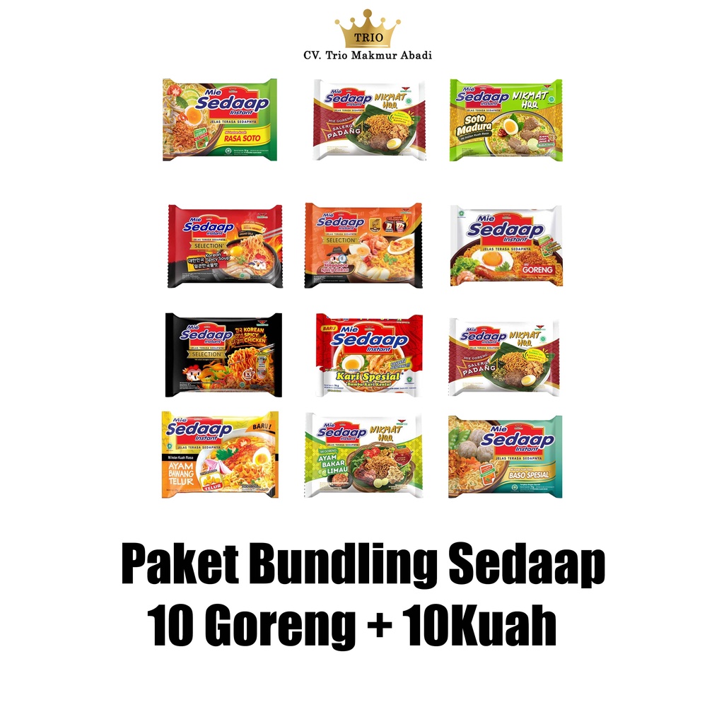 

PROMO PAKET MIE SEDAAP Bundling 20PCS Mix 2 Rasa (10 pcs goreng + 10 pcs kuah)