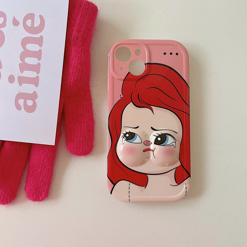 Pinch Face Mermaid Soft Case HP iP iPhone 14 Plus 11 12 13 Pro Max Nice Girl Casing Apple